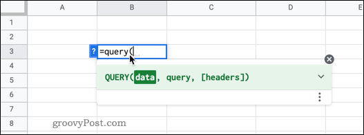 forespørgsel i Google Sheets