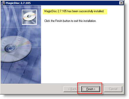 Afslut MagicISO-installationen på Windows Server 2008
