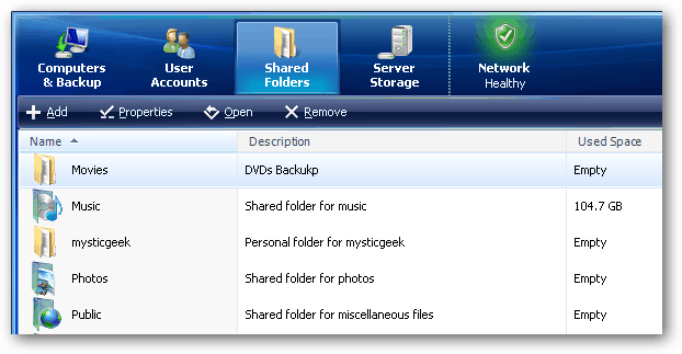 Opret Windows Home Server-delte mapper