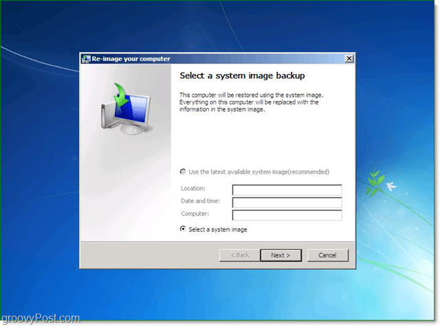 vælg dig Windows 7-systembillede backup