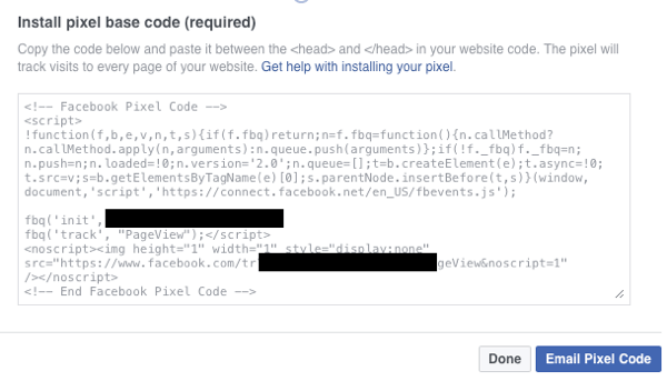 Sørg for, at du har Facebook-pixel-basiskoden installeret på dit websted.