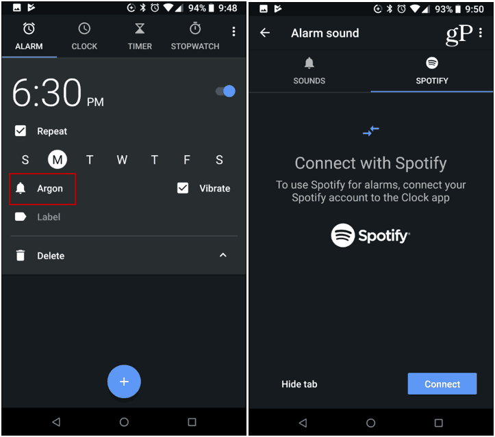 Google Alarm Clock Spotify