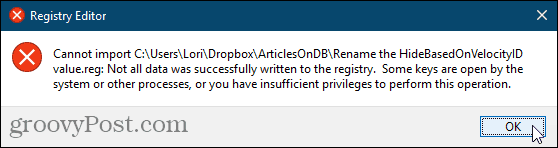 Kan ikke importere reg-fil til Windows-registreringsdatabase