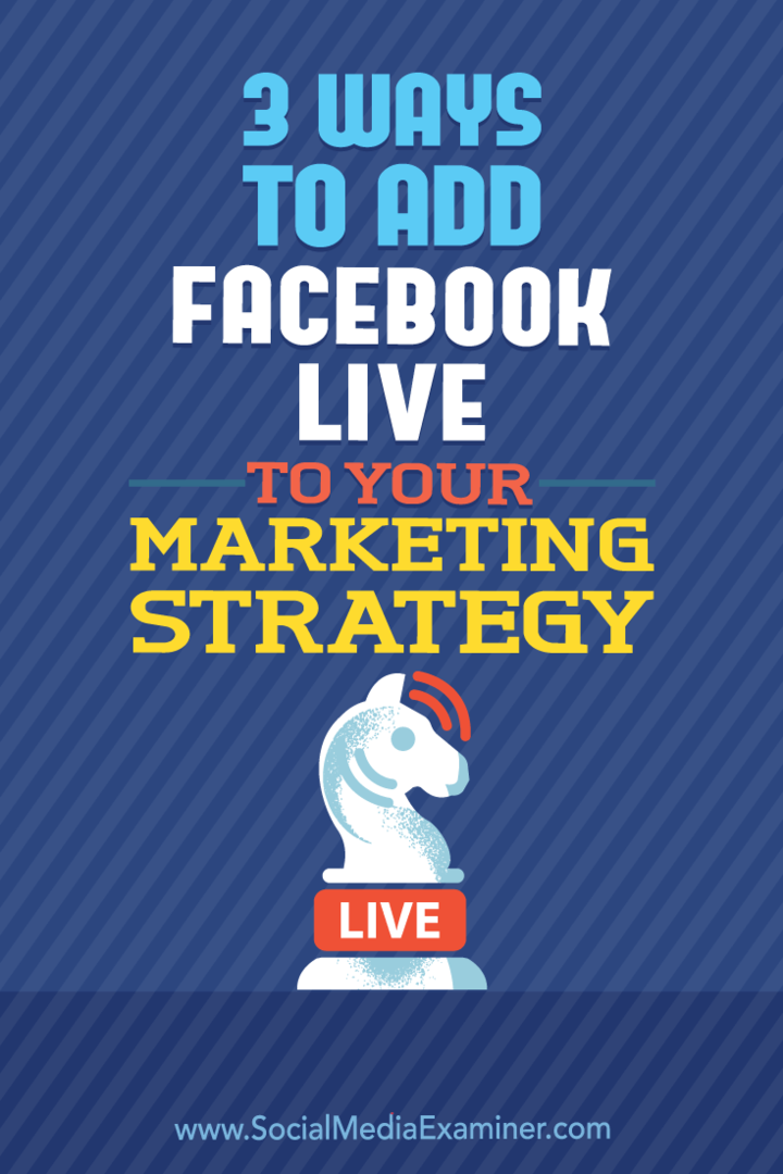 3 måder at tilføje Facebook live til din marketingstrategi af Matt Secrist på Social Media Examiner.