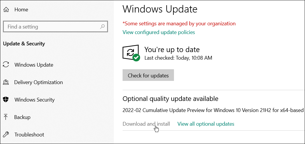 windows update rettelse windows proceslinje vises i fuld skærm