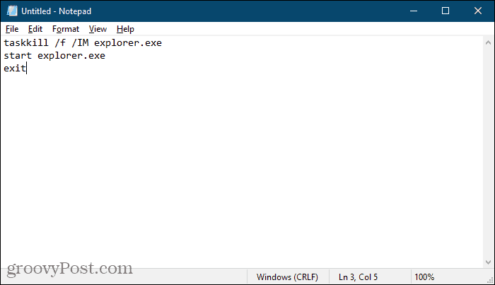 Opret en batchfil ved hjælp af Notepad i Windows 10