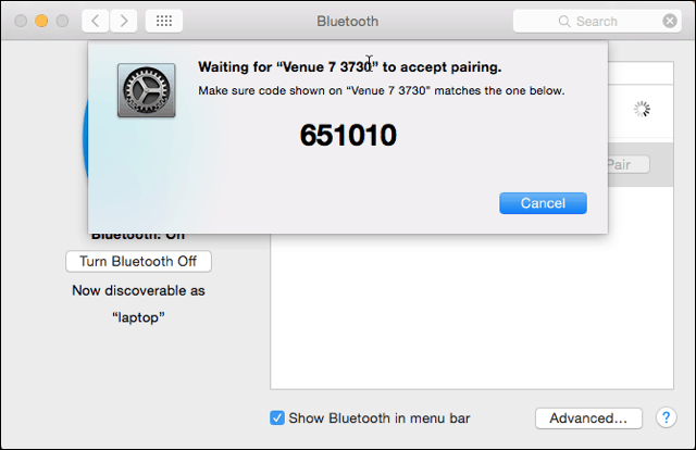 Bluetooth-parring på Mac-siden