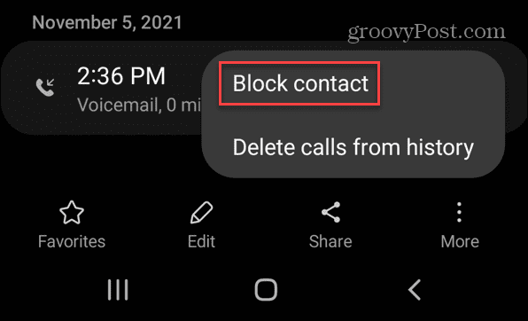 Bloker et nummer på Android