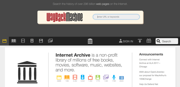 Websteder som Way Back Machine kan fange indhold fra sociale mediesider, som søgemaskiner indekserer.