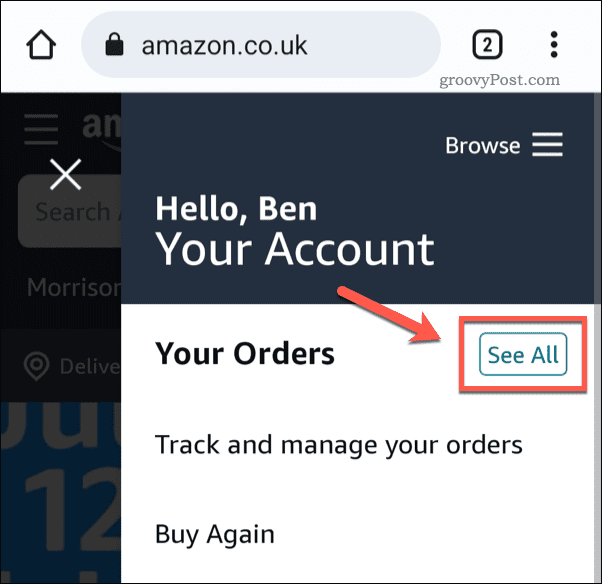 Se alle ordrer på Amazon mobil