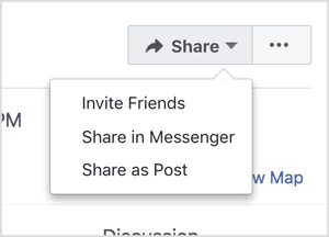 Promover din Facebook-begivenhed ved at invitere venner og dele den via Messenger og som et indlæg.