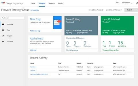 google analytics tag manager interface