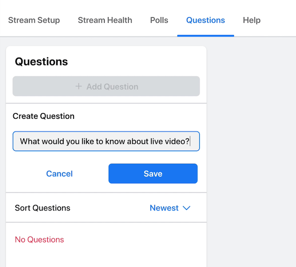 facebook live stream mulighed for at stille et spørgsmål, som dine seere og publikum kan svare på under din udsendelse