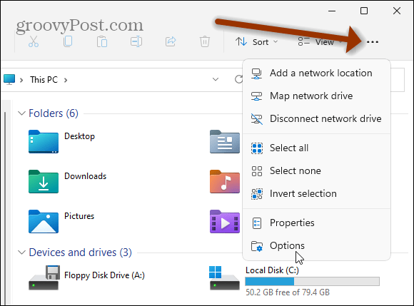 Indstillinger File Explorer