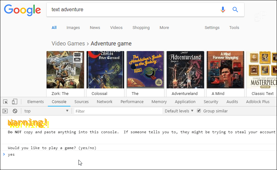 Google Tekst Adventure
