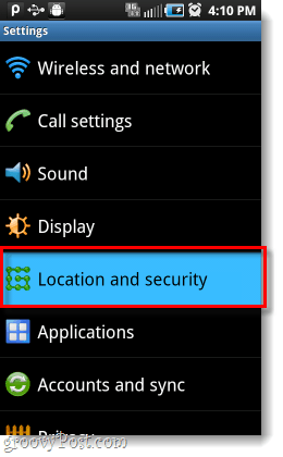 Android placering og sikkerhedsindstillinger