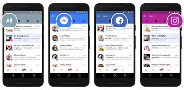Facebook gjorde det muligt for virksomheder at linke deres Facebook-, Messenger- og Instagram-konti til en indbakke, så de kan administrere kommunikation på et enkelt sted.