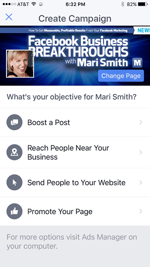 dashboard til Facebook-annoncer i Facebook-sider manager-app