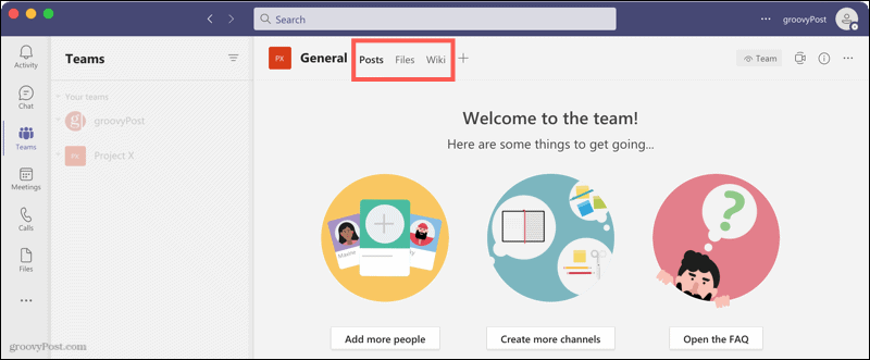 Faner i Microsoft Teams