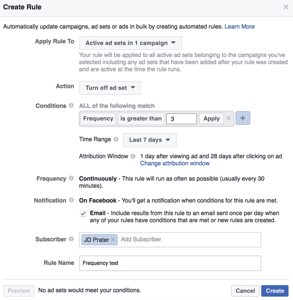 Opret en automatiseret Facebook-regel i Power Editor.