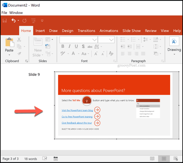 PowerPoint-redigeringstilstand i Microsoft Word