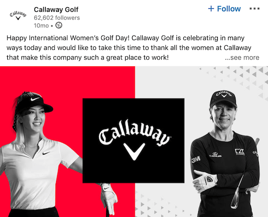 Callaway Golf LinkedIn-sidepost til den internationale kvindedag