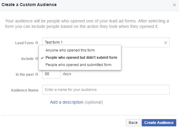 Opret et tilpasset engagementspublikum i Facebook Audience Manager.