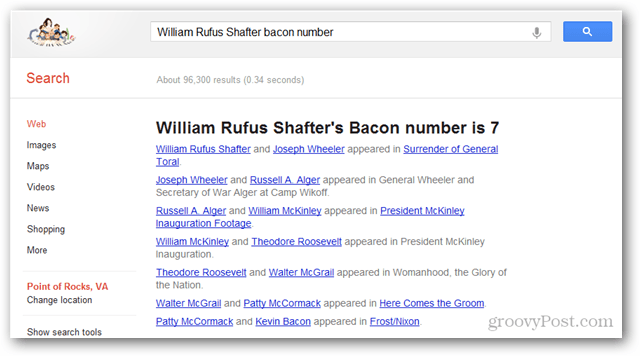 find baconnummeret for enhver skuespiller eller skuespillerinde, der bruger google