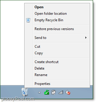 en fuldt funktionsdygtig papirkurv på proceslinjen i windows 7