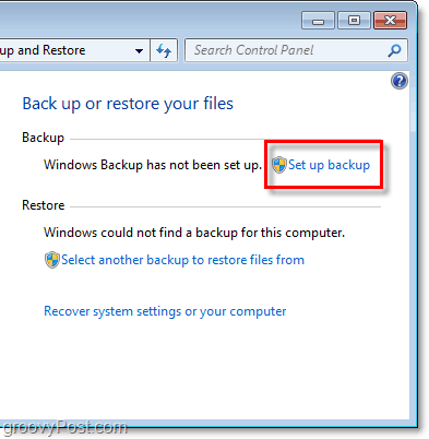 Windows 7 Backup - opsæt sikkerhedskopi