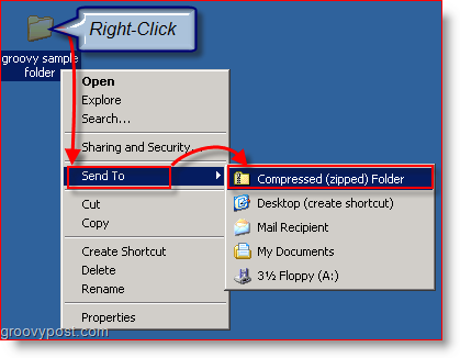 Komprimere filer og mapper ved hjælp af Windows XP