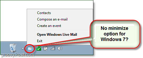 hvordan man minimerer live-mail til systembakken i Windows 7