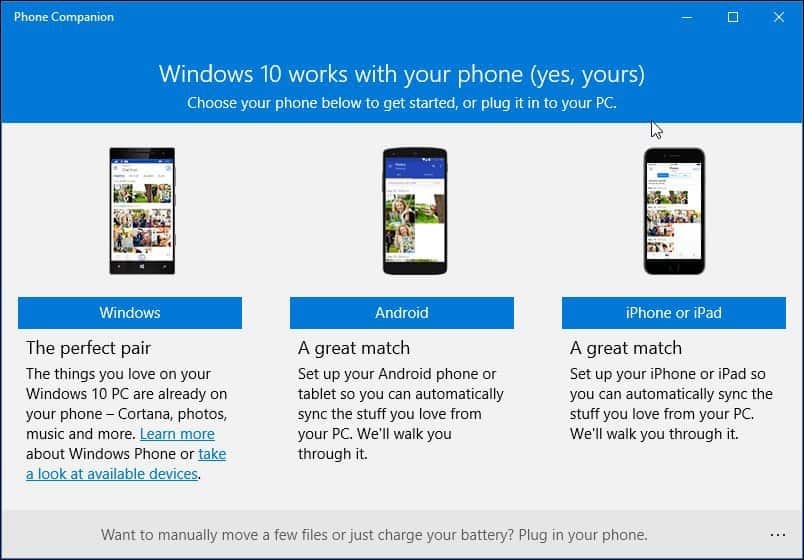 Sådan bruges appen New Phone Companion i Windows 10
