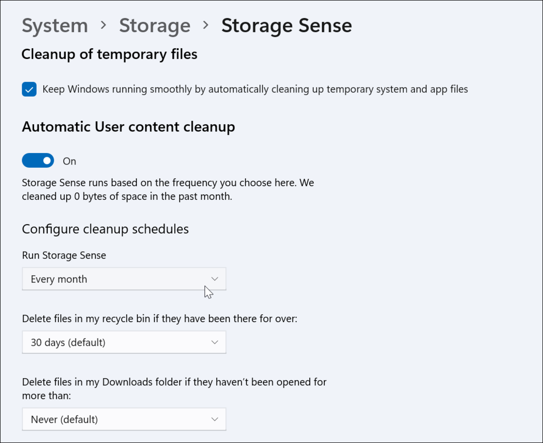 Sådan aktiveres og konfigureres Storage Sense på Windows 11