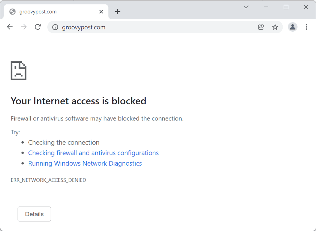  Internetadgang blokeret Google Chrome