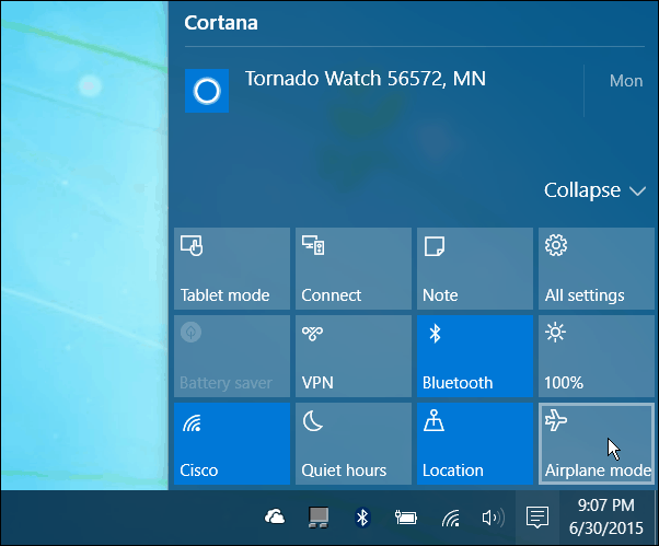 Handlingscenter Windows 10