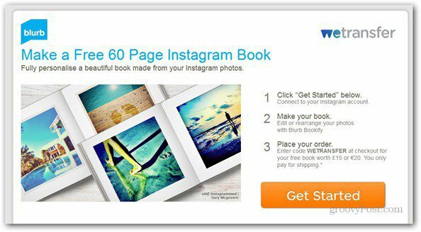 WeTransfer tilbyder en gratis 60-sides Instagram-fotobog