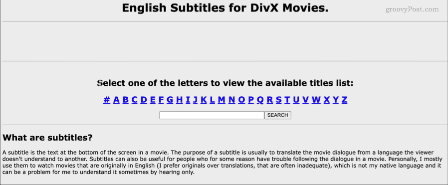 engelske undertekster til divx-films hjemmeside