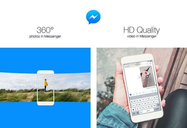 Facebook introducerede muligheden for at sende 360-graders fotos og dele videoer i høj opløsning i Messenger.