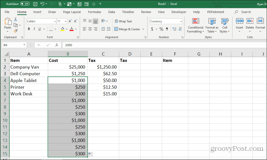 gentag udfyld excel