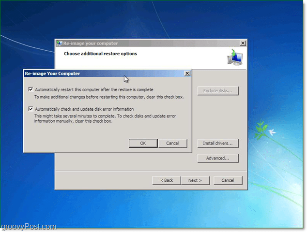 Brug de avancerede indstillinger til at tilpasse din Windows 7-systembillede-gendannelse