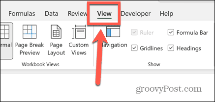 excel view menu