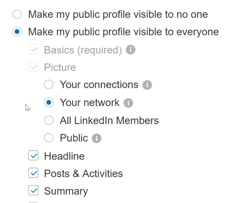 Sørg for, at dine LinkedIn-profilindstillinger tillader nogen at se dine offentlige indlæg.