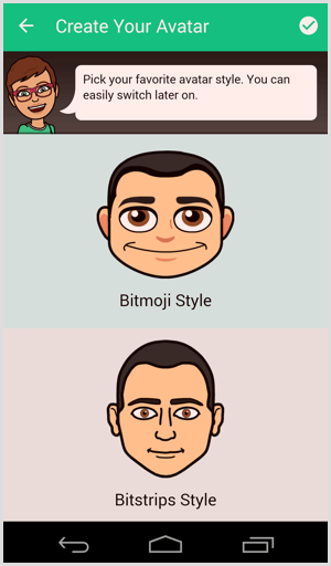 bitmoji vælg avatarstil
