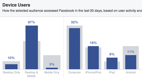 facebook-publikum sorteret efter enhed