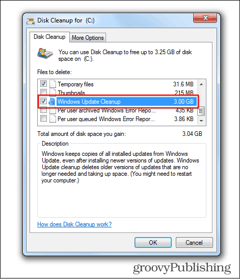 opdatering af windows 7 slette gamle filer diskoprydning plads besat