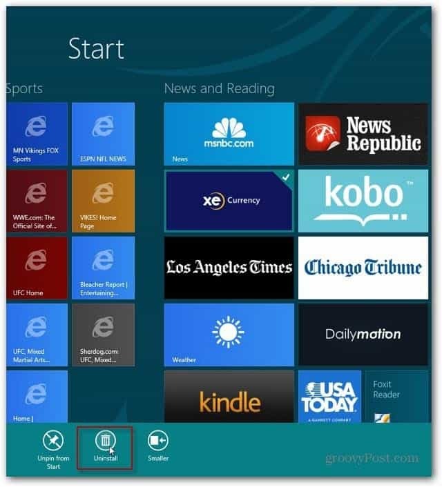 Sådan afinstalleres en Windows 8 Apps