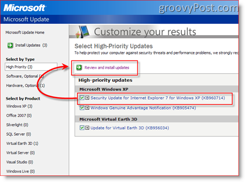 Sådan installeres opdateringer ved hjælp af Microsoft Update
