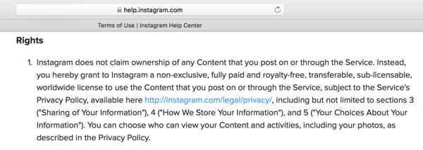 Instagrams brugsvilkår skitserer den licens, du giver platformen til dit indhold.