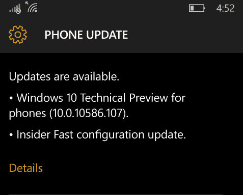 Windows 10 mobil opdaterer ny insiderring